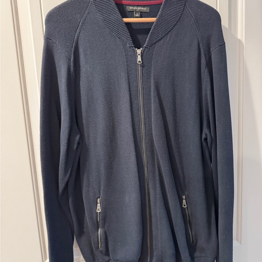 Banana Republic Navy Knit Zip Cardigan